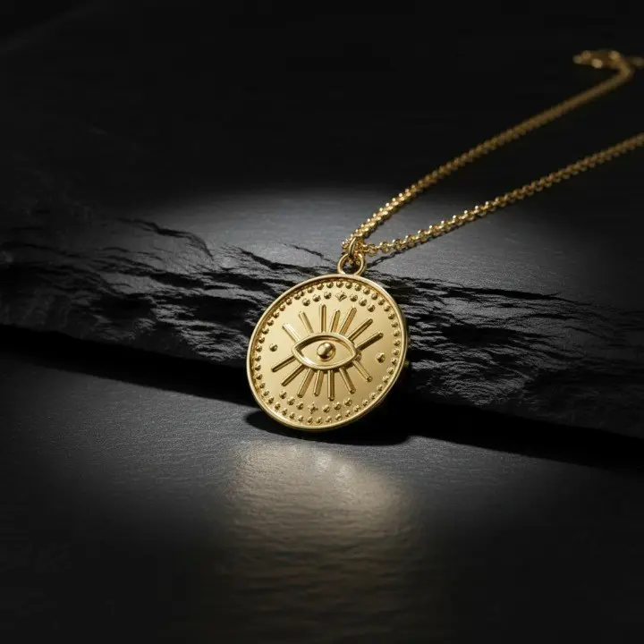 925 Silver All-Seeing Eye Coin Necklace | Multi-Tone Protection Pendant